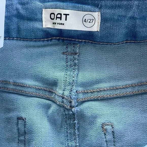 OAK New York Front Slit Denim Midi Skirt Size 4/27 NWT Raw Hem High Waist - Picture 9 of 10